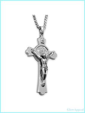 St Benedict Crucifix Necklace Saint Benedict Medal Cross Pendant